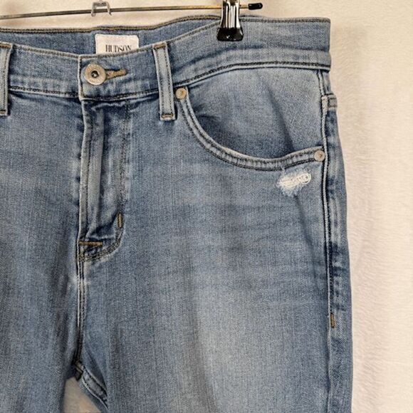 Hudson Ace Skinny Men's Jeans Light Medium Wash Distressed Size 33 x 32 - Picture 2 of 11